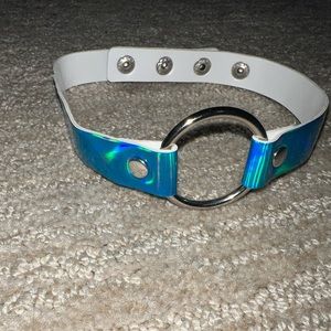 Iridescent blue choker